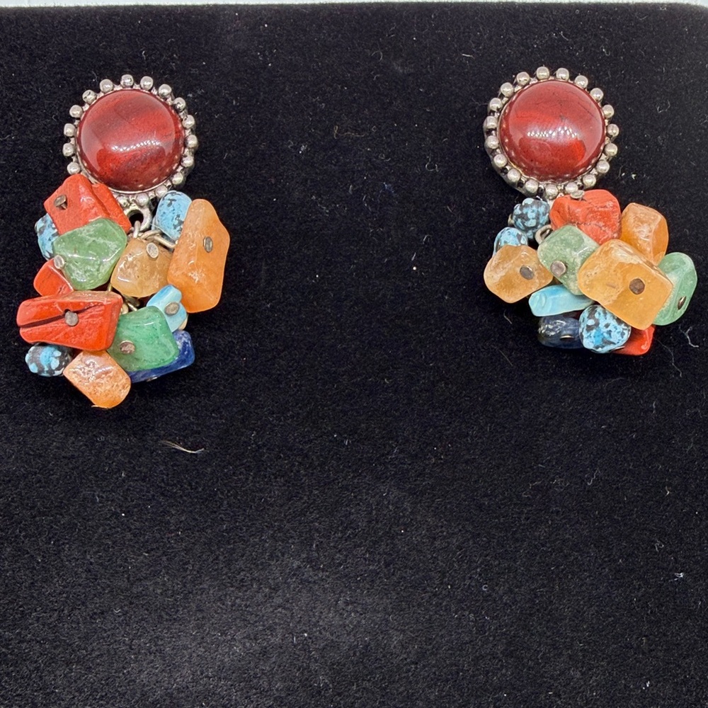 Colorful Beaded Earrings with Red Accents 💰FREE WHEN BUNDLED💰